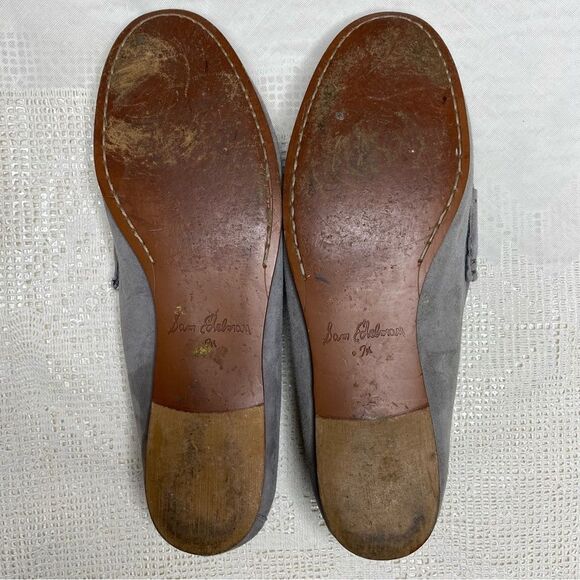 SAM EDELMAN Therese Penny Loafers Suede Nubuck Tassel Slip-On Womens 7.5 Gray - Picture 7 of 7
